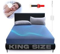 KLIM Grounding Fitted Sheet King Size, Earthing Sheets - Pure Silver Fiber & Organic Cotton + Grounding Cord + Tester Pen Included - 5-Year Assurance (Gray, King - 76"x80"x15)