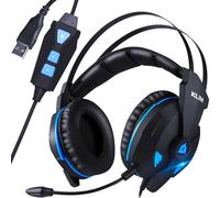 KLIM IMPACT - USB Gamer Headset - 7.1 Surround Sound + Noise Isolating - High definition Audio + PS4 PS5 Headset with Strong Bass - Gaming Video Games Headset with Microphone for PC [New version]