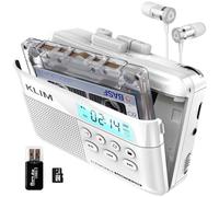 KLIM K7 Cassette Tape Player - Cassette to MP3 Converter - Portable Player - Tape Recorder with Built-in Microphone & Speaker - Rechargeable Battery - Earphones - 16GB SD Card - White