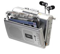 KLIM K8 Cassette Tape Player Portable - Cassette Recorder - New Version - AM/FM Player - Built-in Microphone & Speaker - Headphone Jack & Earphones - Silver
