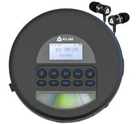KLIM Nomad - Portable CD Player with Long-Lasting Battery - with Headphones - Radio FM - Compatible MP3 CD Player Portable - TF Card Radio FM Bluetooth - Ideal for Cars - Black Blue