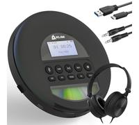 KLIM Nomad - Portable CD Player with Long-Lasting Battery - with Headphones - Radio FM - Compatible MP3 CD Player Portable - TF Card Radio FM Bluetooth - Ideal for Cars - Black