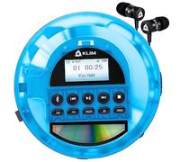 KLIM Nomad Transparent Blue - Portable CD Player with Long-Lasting Battery - Includes Headphones - Discman MP3 Player - TF Card FM Radio Bluetooth AUX - Ideal for Home, Cars - Version