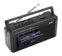 KLIM Portable Cassette Player & Tape Recorder - Boombox with AM/FM Radio, USB, Bluetooth, Speaker, and Earphone Jack - Battery and AC Operated - Black