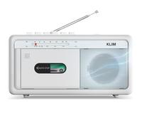 KLIM Portable Cassette Player & Tape Recorder - Boombox with AM/FM Radio, USB, Bluetooth, Speaker, and Earphone Jack - Battery and AC Operated - Frost White