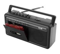 KLIM Portable Cassette Player & Tape Recorder - Boombox with AM/FM Radio, USB, Bluetooth, Speaker, and Earphone Jack - Battery and AC Operated - Black