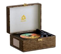 KLIM RETRO CD PLAYER - Vintage Style CD Player with Speakers, Bluetooth Receiver, AUX, USB, Rechargeable Battery, Mini Record Player Look, Small Cute CD Music Box for Home Decor - Wood