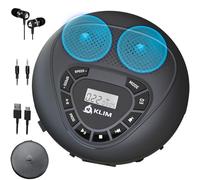 KLIM Speaker - Bluetooth CD Player With Speakers - New Version - Discman - Rechargeable Battery - Portable CD Player With Headphones - Portable - SD Card - AUX - Ideal for Car, Home