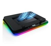 KLIM Turbofrost Gaming Laptop Cooling Pad - 4 Powerful Turbo Fans - 4 x 4000 RPM, Dynamic RGB, 4-Ports USB, Laptop Cooler 2 Power Modes USB-C/DC, Sealed Foam for Fast Cooling - Up to 17in - Black