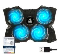 KLIM Wind Laptop Cooling Pad - More Than 500 000 Units Sold - New Version - The Most Powerful Rapid Cooling - Laptop Stand with 4 Fans at 1200 RPM - USB Fan - PS5 PS4 - Cyan
