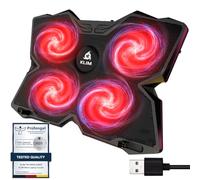KLIM Wind Laptop Cooling Pad - More Than 500 000 Units Sold - New Version - The Most Powerful Rapid Cooling - Laptop Stand with 4 Fans at 1200 RPM - USB Fan - PS5 PS4 - Red