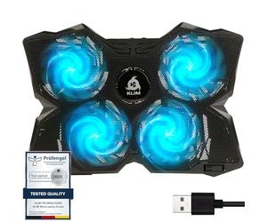 KLIM Wind Laptop Cooling Pad - More Than 500 000 Units Sold - New Version - The Most Powerful Rapid Cooling - Laptop Stand with 4 Fans at 1200 RPM - USB Fan - PS5 PS4 - Cyan