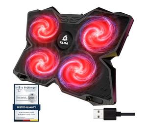 KLIM Wind Laptop Cooling Pad - More Than 500 000 Units Sold - New Version - The Most Powerful Rapid Cooling - Laptop Stand with 4 Fans at 1200 RPM - USB Fan - PS5 PS4 - Red