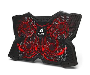 KLIM Wind Laptop Cooling Pad - More Than 500 000 Units Sold - New Version - The Most Powerful Rapid Cooling - Laptop Stand with 4 Fans at 1200 RPM - USB Fan - PS5 PS4 - Cobra Red