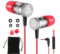 KLIM Wired Earbuds with Microphone - in Ear Memory Foam Tips 3.5mm Jack | Blocks Outside Noise for an Immersive Listening Experience - Widely Compatible for Calls on Skype or Zoom