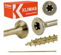 KLIMAS Torx 8 x 280 mm TX40 Wood Screw with Countersunk Head Stardrive Pack of 50