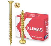 Klimas Torx Wood Screws - Countersunk Screws - Yellow - 4.5 x 80 mm - Pack of 250