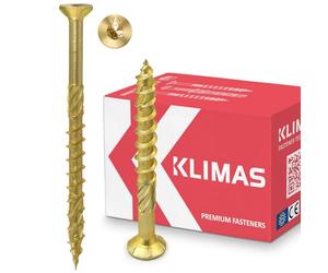 Klimas Torx Wood Screws - Countersunk Screws - Yellow - 4.5 x 80 mm - Pack of 250