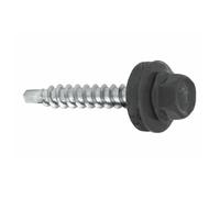 KLIMAS Trapezoidal Sheet Metal Screws Drilling Screws with EPDM Sealing Disc for Wooden Substructures - Tapping Screw for Wood Substrate (RAL7024 - Graphite Grey, 4.8 х 35 mm (Pack of 250))