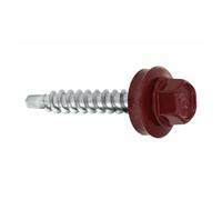KLIMAS Trapezoidal Sheet Metal Screws Drilling Screws with EPDM Sealing Disc for Wooden Substructures - Tapping Screw for Wood Substrate (RAL3005 - Wine Red, 4.8 х 25 mm (Pack of 250))