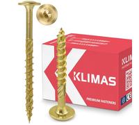 KLIMAS Wood Screws - Flat Head Framing Screws for Construction in Wood - Yellow - 5 x 100 mm 150 Pieces