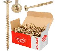 KLIMAS Wood Screws Torx Flat Head Screws 8.0 x 100 mm Pack of 50 | Washers Screws Terrace Screws Universal Screws Roof Construction Set TX Yellow