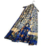 Klimt Art Tree Of Life Print Silk Scarf My Posh Shop Navy One Size
