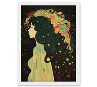 Klimt Inspired Aurora Borealis Modern Illustration Artwork Framed Wall Art Print A4 Artery8 White One Size
