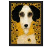 Klimt Style Adele Bloch's Poodle Dog Artwork Framed Wall Art Print A4 Artery8 Black One Size
