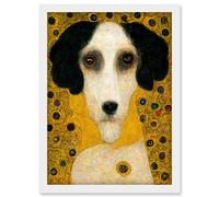 Klimt Style Adele Bloch's Poodle Dog Artwork Framed Wall Art Print A4 Artery8 White One Size