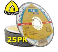 Klingspor 115mm x 1mm Cutting Discs Metal Stainless Steel Slitting Discs (25PK)