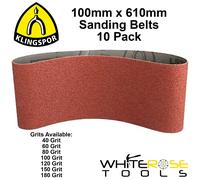 Klingspor Sanding Belts 100 x 610mm Belt Sander Sheets Sandpaper 10 Pack LS309XH