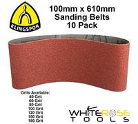 Klingspor 4482 Sanding Belts for Hand Belt Sander for Wood, Metals, NE Metals BH|LS309XH|100|S|F5|100X610 - Contents: 10 Pieces
