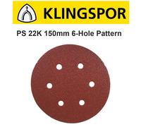 Klingspor PS 22 K Velours-Backed Grinding Disc 150 mm Pack of 50 Grit 100 97072