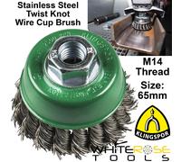 Klingspor Twist Knot Cup Brush Wire Wheel 65mm M14 0.5mm Stainless Steel Rust