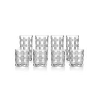 klink LONDON Fulham Crystal Glass Set - 8 Piece Lead-Free Crystal Drinking Glasses, 4 Tumblers & 4 Highballs, Linear Cut Modern Cocktail Whisky Water Glasses, Dishwasher Safe