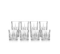 klink LONDON Mayfair Crystal Glass Set - 8 Piece Lead-Free Crystal Drinking Glasses, 4 Tumblers & 4 Highballs, Vintage Cut Whisky Cocktail Water Glasses, Dishwasher Safe