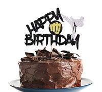Klionjor taekwondo karate cake topper happy birthday martial arts decoration black flash karate taekwondo selection kung fu theme baby shower birthday party cake decoration supplies
