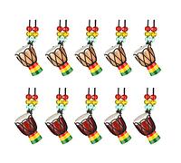 Kliplinc 10pcs Djembe Drum Necklaces Percussion Necklace Wooden Pendant African Drum African Bongos