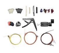 Kliplinc 34 Piece Guitar Accessory Kit Picks, Acoustic Guitar Strings, String Winders, Bridge Pins, 6 String Bone Bridge Nut and Finger Picks