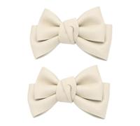 Kliplinc Pack of 2 Removable Shoe Clips Leather Bow Shoe Clips Wedding Shoe Buckle Cream White, Metal and PU leather
