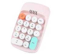 Kliplinc Wireless Number Keypad, Typewriter Retro Keyboard, Numeral? Numpad 18 Keys 2.4GHz Bluetooth Mini Keyboard (Pink)