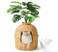 Klippehop Cat Litter Box, Rattan Hidden Plant Enclosure with Litter Box | Handwoven Cat House, Wicker Cats Toilet Furniture for Indoor Corner Living Room Bedroom Balcony, Boho Home Decor