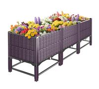 Klippehop Raised Bed for Garden with Reinforcement Rods, Elevated Legs Planter Box for Outdoor Plants with Drainage Holes for Herbs Flowers Vegetables Patio (Purple, Double Layer (120 x 40 x 50 cm))
