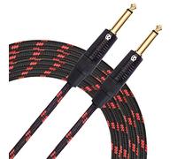 KLIQ Music Gear Guitar Instrument Cable, 10 Ft - Custom Series with Premium Rean-Neutrik 1/4" Straight Gold Plugs 10 Feet Black/Red Tweed