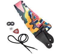 KLIQ Vintage Woven Artist Series Guitar Strap for Acoustic and Electric Guitars + 2 Free Rubber Strap Locks, 2 Free Guitar Picks and 1 Free Lace | Terylene Printed |"Anemone" by KLA