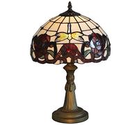 KLiving 12" Wycombe E27-60w Tiffany Style Table Lamp with Stained Rose Glass Shade
