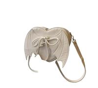 KLJBDFC women's leather handbag shoulder Gothic Heart Wing Design Pu Crossbody Bag, Unique Lace-up Rivet Decor Mini Purse For Cosplay & Street Trend Outfit