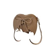 KLJBDFC women's leather handbag shoulder Gothic Heart Wing Design Pu Crossbody Bag, Unique Lace-up Rivet Decor Mini Purse For Cosplay & Street Trend Outfit