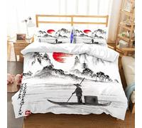 KLJFIGUT Bedding Double Bed Set Japanese style Soft Microfiber Duvet Cover Sets Double for Teens Adults, Easy Care Quilt Covers with Zipper Closure + 2 Pillowcases 19x29 inch - 91x86.7 inch